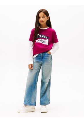 Camiseta Morado De Cuello Redondo Con Logo Tommy Hilfiger