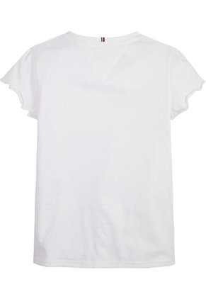 Camiseta Blanca Essential De Corte Slim Con Volantes Tommy Hilfiger