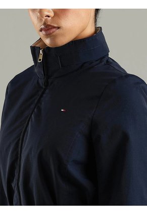 Chaqueta Azul Marino Yatch Con Cinturón Anudable Y Logo Tommy Hilfiger