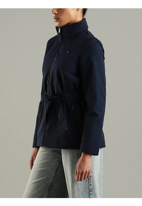Chaqueta Azul Marino Yatch Con Cinturón Anudable Y Logo Tommy Hilfiger