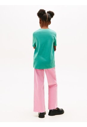 Camiseta Verde De Cuello Redondo Con Logo Tommy Hilfiger