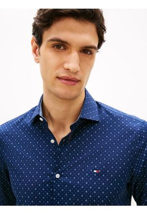 Camisa Azul De Manga Larga Con Estampado Geométrico Tommy Hilfiger