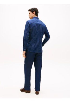 Camisa Azul De Manga Larga Con Estampado Geométrico Tommy Hilfiger