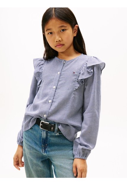 Blusa Azul Con Diseño De Cuadros Tommy Hilfiger