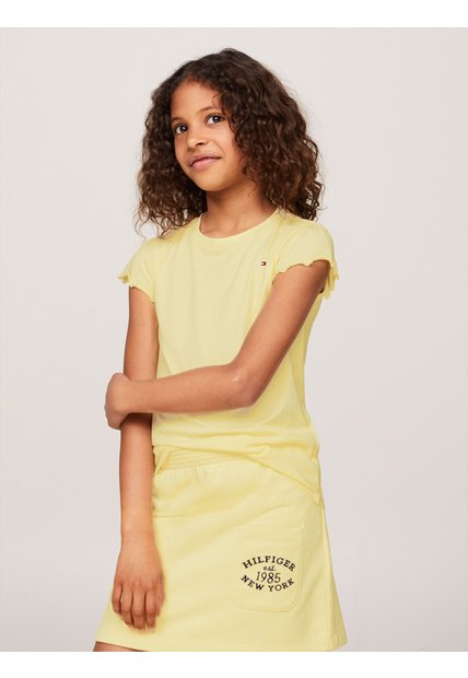 Camiseta Amarilla Essential De Corte Slim Con Volantes Tommy Hilfiger