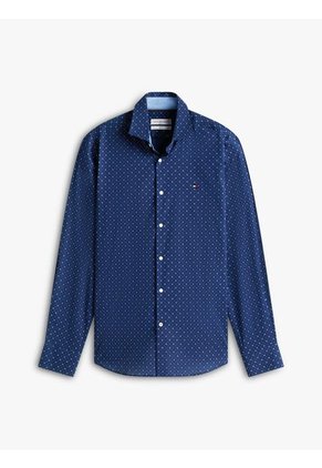 Camisa Azul De Manga Larga Con Estampado Geométrico Tommy Hilfiger