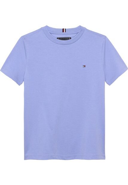 Camiseta Celeste De Punto Con Logo Bordado Tommy Hilfiger