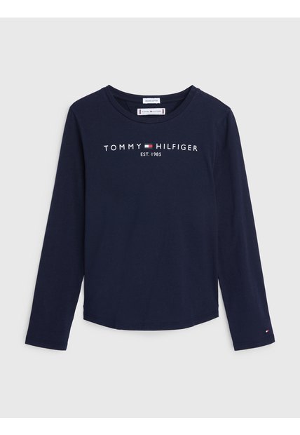 Camiseta Azul Marino De Manga Larga Con Logo Essential Tommy Hilfiger