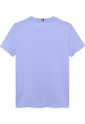 Camiseta Celeste De Punto Con Logo Bordado Tommy Hilfiger