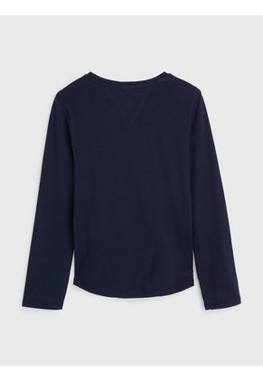 Camiseta Azul Marino De Manga Larga Con Logo Essential Tommy Hilfiger