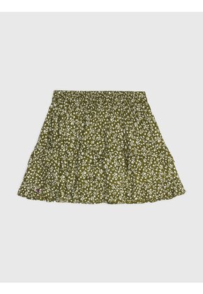 Minifalda Verde De Corte Globo Con Capas Tommy Hilfiger