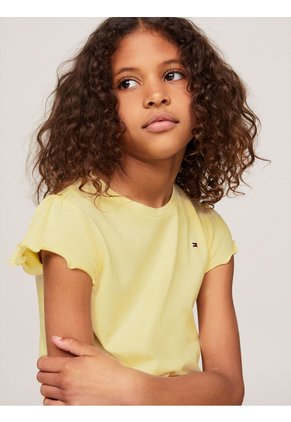 Camiseta Amarilla Essential De Corte Slim Con Volantes Tommy Hilfiger