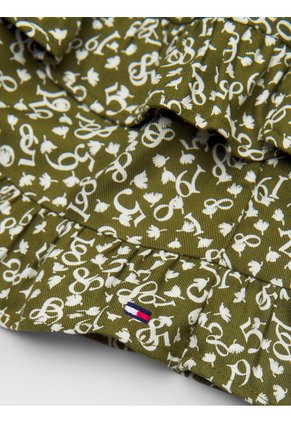 Minifalda Verde De Corte Globo Con Capas Tommy Hilfiger