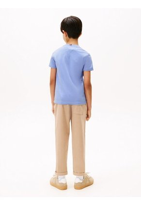 Camiseta Celeste De Punto Con Logo Bordado Tommy Hilfiger