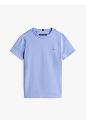 Camiseta Celeste De Punto Con Logo Bordado Tommy Hilfiger