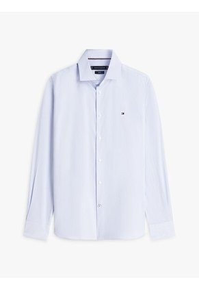 Camisa Azul Slim Con Rayas Finas Tommy Hilfiger