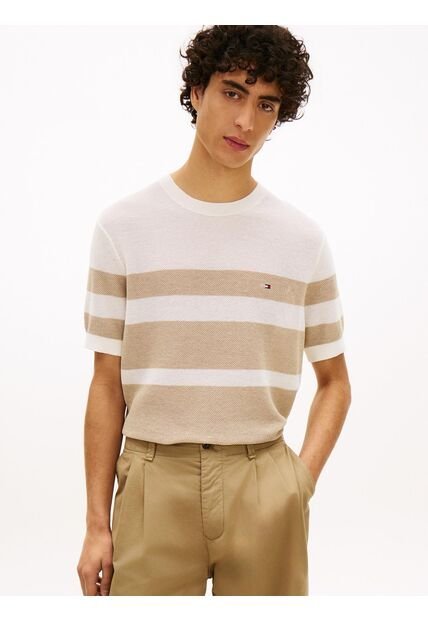Saco Beige Con Diseño Color Block Con Logo Tommy Hilfiger