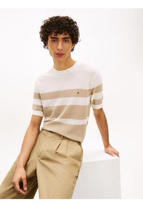 Saco Beige Con Diseño Color Block Con Logo Tommy Hilfiger