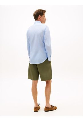 Camisa Celeste De Manga Larga Con Micro Estampado Tommy Hilfiger