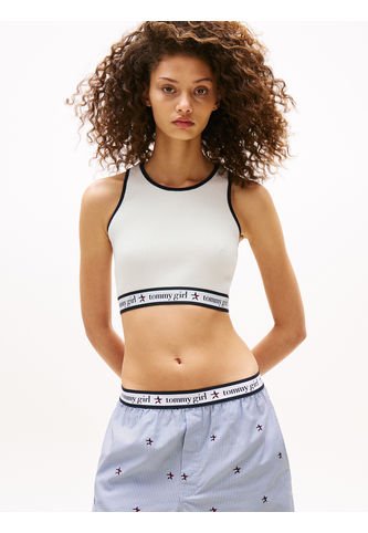 Camiseta Blanca De Tirantes Tommy Girl Cropped Tommy Jeans Tommy Hilfiger