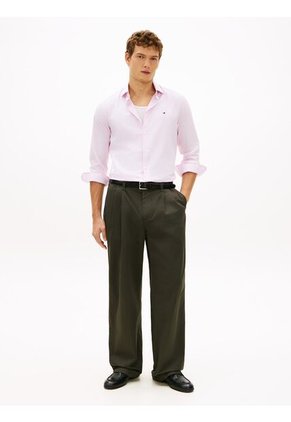 Camisa Rosa Slim Con Rayas Finas Tommy Hilfiger