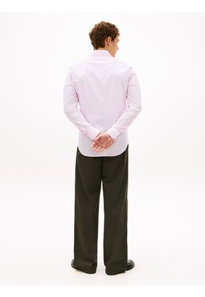 Camisa Rosa Slim Con Rayas Finas Tommy Hilfiger