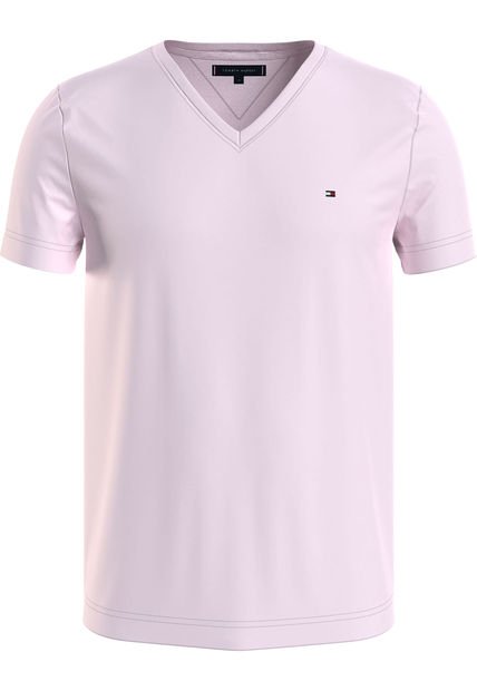 Camiseta Slim Fit Rosa Cuello V Esencial Algodon Para Hombre Tommy Hilfiger