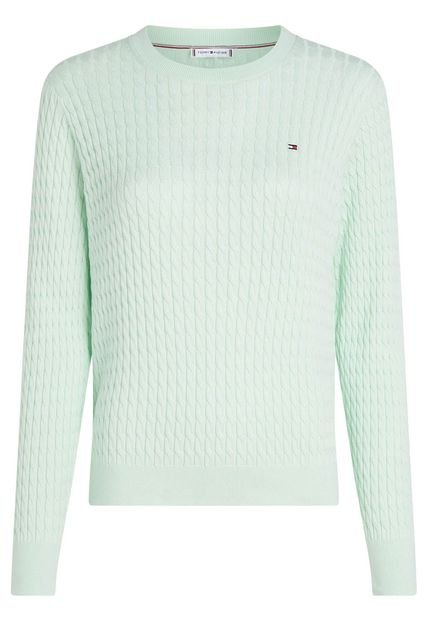 Saco Verde Tejido De Punto Trenzado Fino Tommy Hilfiger