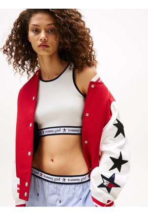 Camiseta Blanca De Tirantes Tommy Girl Cropped Tommy Jeans