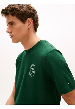 Camiseta Verde Con Logo Gráfico Redondo Tommy Hilfiger