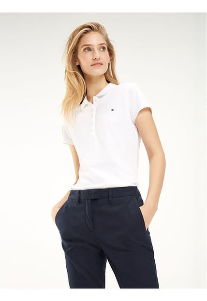 Polo Blanca Slim Fit Heritage Para Mujer Tommy Hilfiger