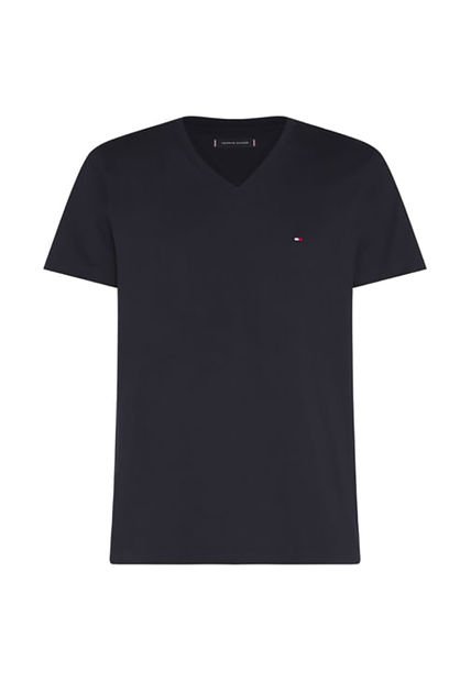 Camiseta Slim Fit Azul Cuello En V Esencial Algodón Para Hombre Tommy Hilfiger