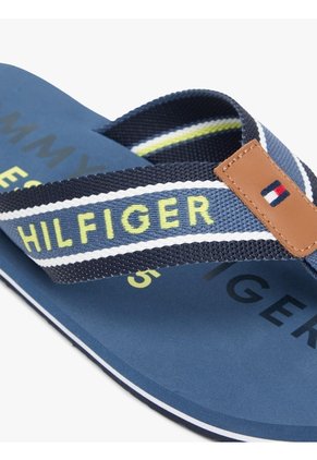 Sandalias Azul De Tiras De Textil Trenzado Con Logo Tommy Hilfiger