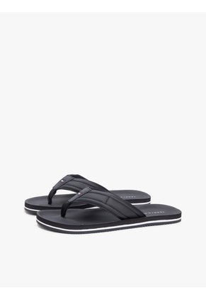 Sandalias Negro Con Tiras Acolchadas Y Logo Tommy Hilfiger