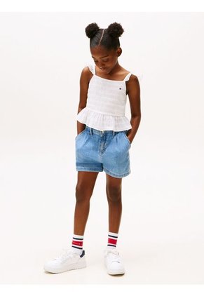 Top Blanco Texturizado Con Volantes Tommy Hilfiger