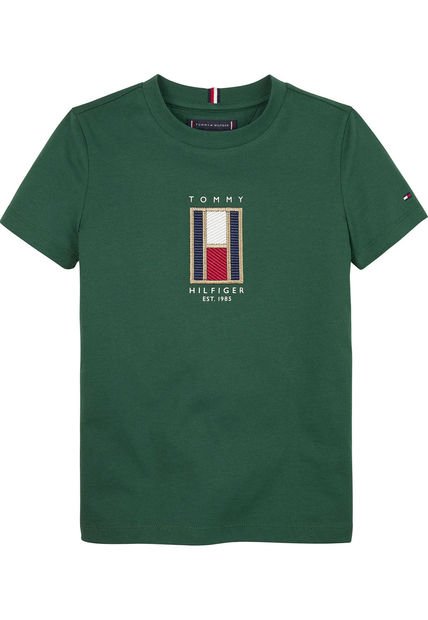 Camiseta Niño Verde Con Logo Bordado Tommy Hilfiger