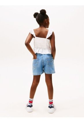 Top Blanco Texturizado Con Volantes Tommy Hilfiger