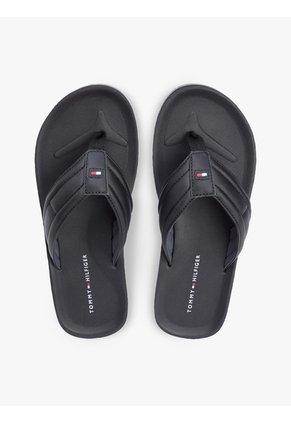 Sandalias Negro Con Tiras Acolchadas Y Logo Tommy Hilfiger