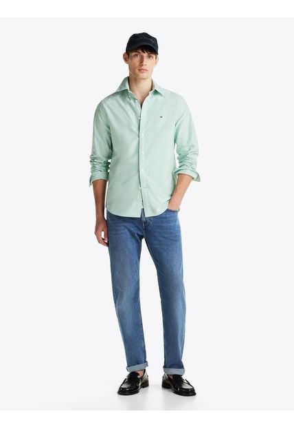 Camisa Verde Oxford Heritage De Corte Regular Tommy Hilfiger