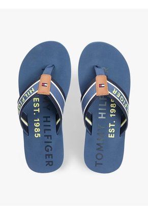 Sandalias Azul De Tiras De Textil Trenzado Con Logo Tommy Hilfiger