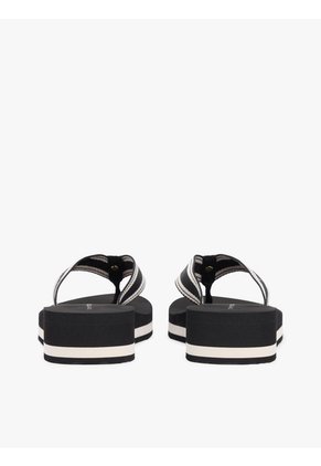 Sandalias Negro De Cuña Con Tira Trenzada Tommy Hilfiger