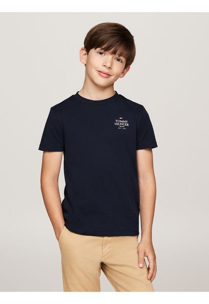 Camiseta Niño Azul Con Logo Gráfico En El Pecho Tommy Hilfiger