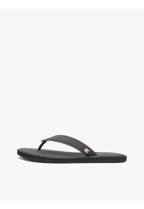 Sandalias Negro Con Monograma TH Tommy Hilfiger