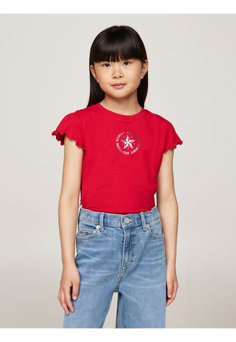 Camiseta Niña Roja Con Logo Metálico Tommy Hilfiger Tommy Hilfiger