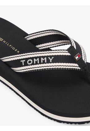 Sandalias Negro De Cuña Con Tira Trenzada Tommy Hilfiger