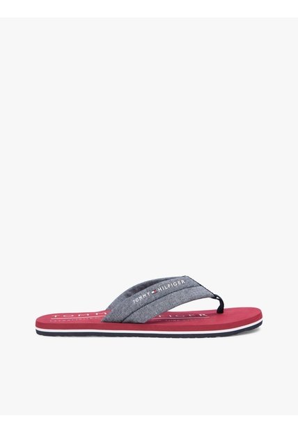 Sandalias Azul De Jacquard En Chambray De Puro Lino Tommy Hilfiger
