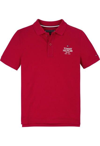 Polo Rojo Niño De Corte Regular Con Logo Tommy Hilfiger