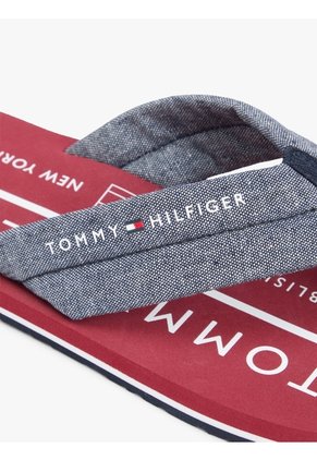 Sandalias Azul De Jacquard En Chambray De Puro Lino Tommy Hilfiger