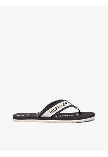 Sandalias Negro De Tiras De Textil Trenzado Con Logo Tommy Hilfiger