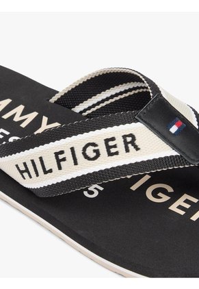 Sandalias Negro De Tiras De Textil Trenzado Con Logo Tommy Hilfiger